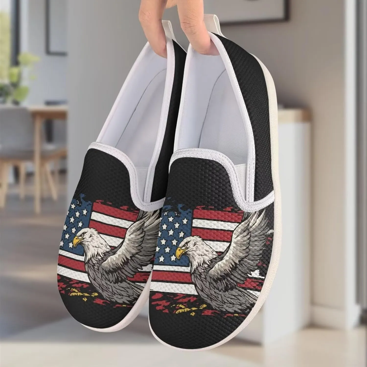 Comfy Womens Flats Shoes Flag Print Casual Shoes for Women Slip On Shoes