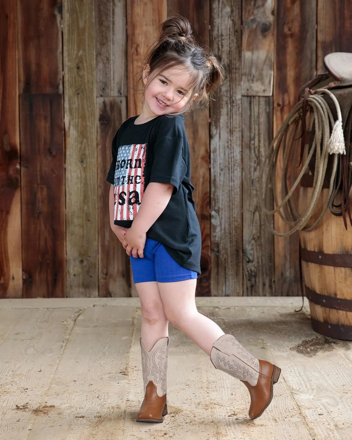 Cowboy Boots Square Toe Kids Boots Embroidered Western Boots Cowgirl Boots For Toddler/Little Kid/Big Kid