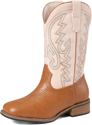 Cowboy Boots Square Toe Kids Boots Embroidered Western Boots Cowgirl Boots For Toddler/Little Kid/Big Kid