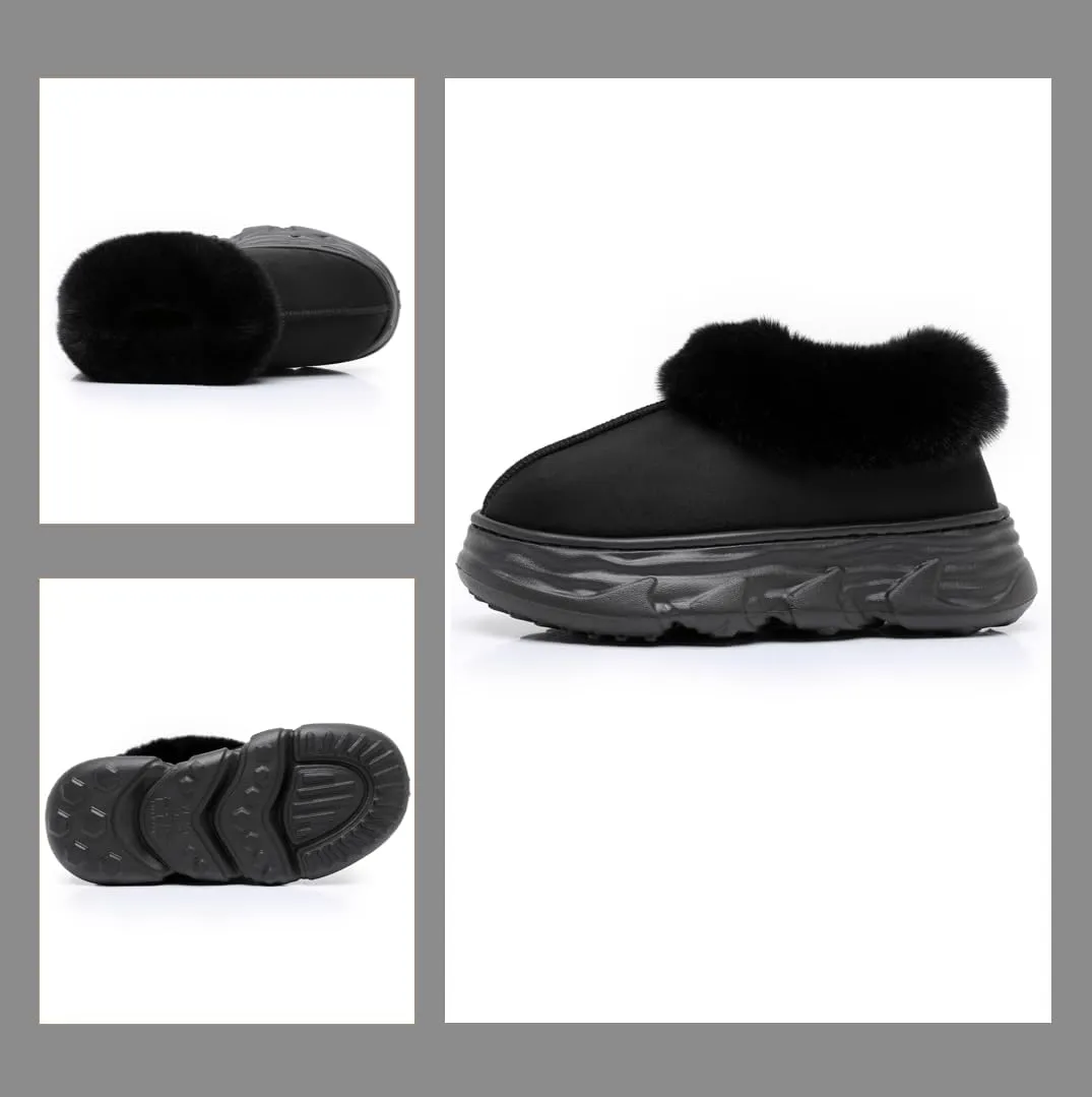 Crazy Lady Womens Winter Slippers Platform Fuzzy Outdoor Indoor Shoes Mini Boots