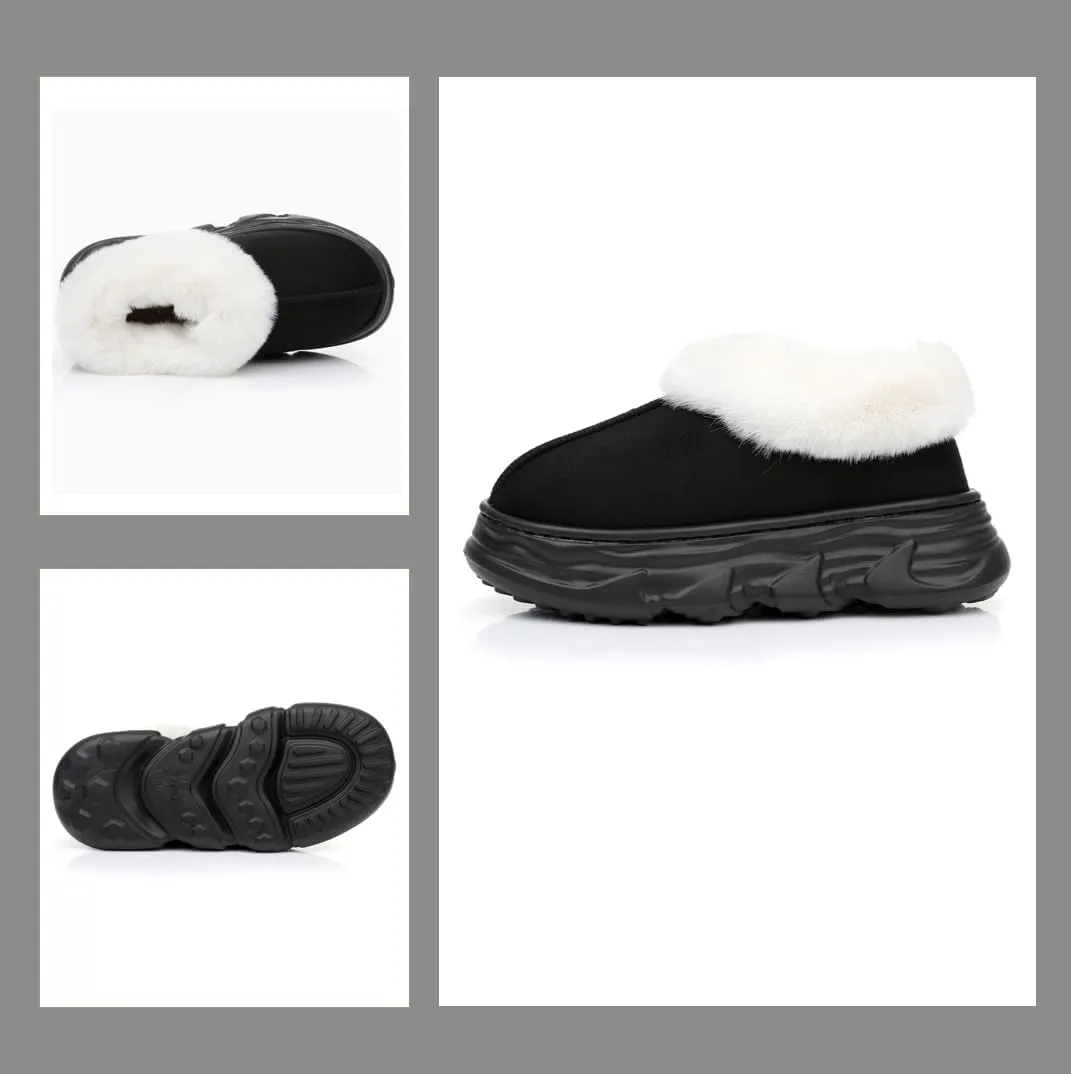 Crazy Lady Womens Winter Slippers Platform Fuzzy Outdoor Indoor Shoes Mini Boots