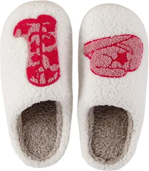 Cute Cowgirl Cowboy Hat Boots Embroidered Slipper Fuzzy Cozy Memory Foam House Shoes for Women Men Indoor Home Slippers