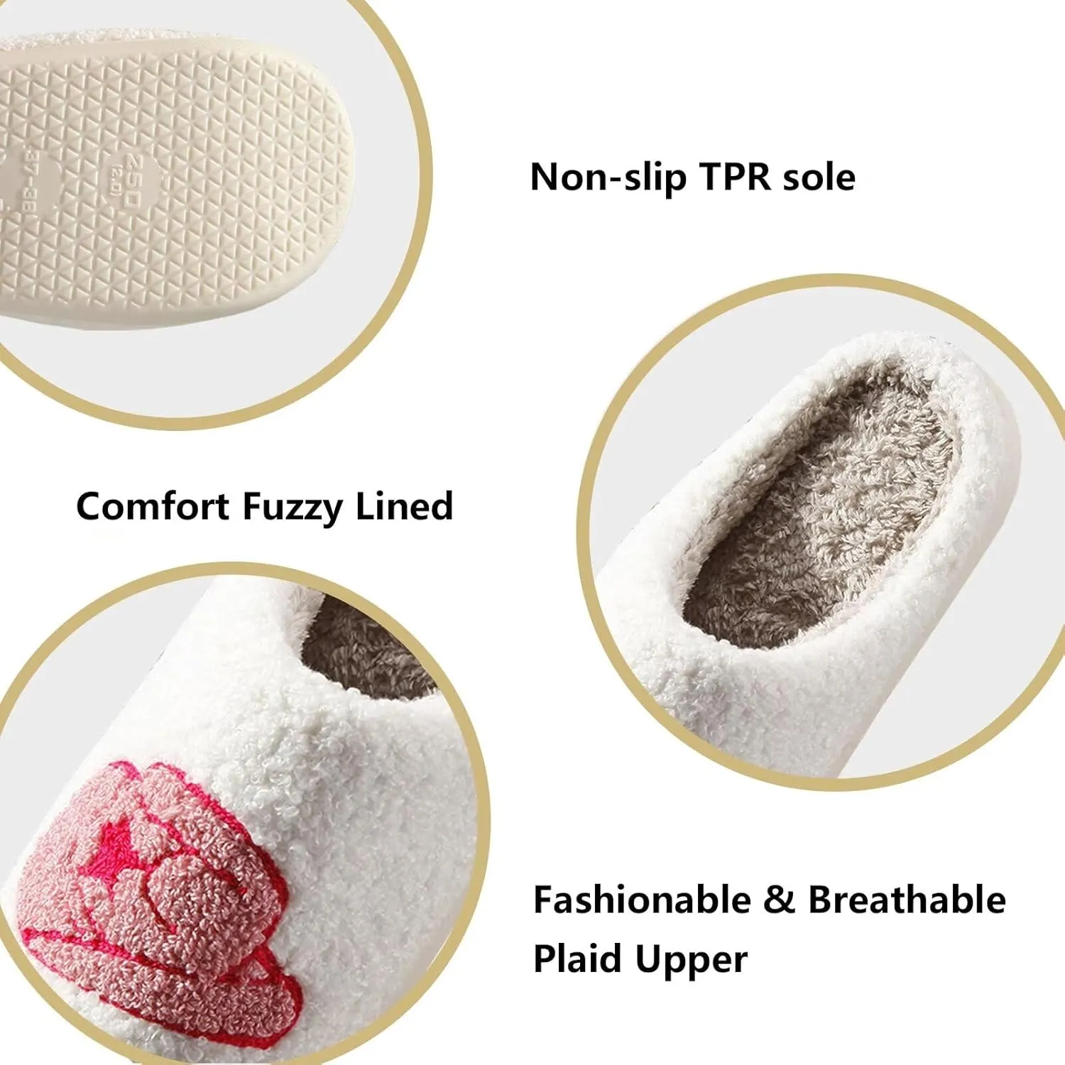 Cute Cowgirl Cowboy Hat Boots Embroidered Slipper Fuzzy Cozy Memory Foam House Shoes for Women Men Indoor Home Slippers