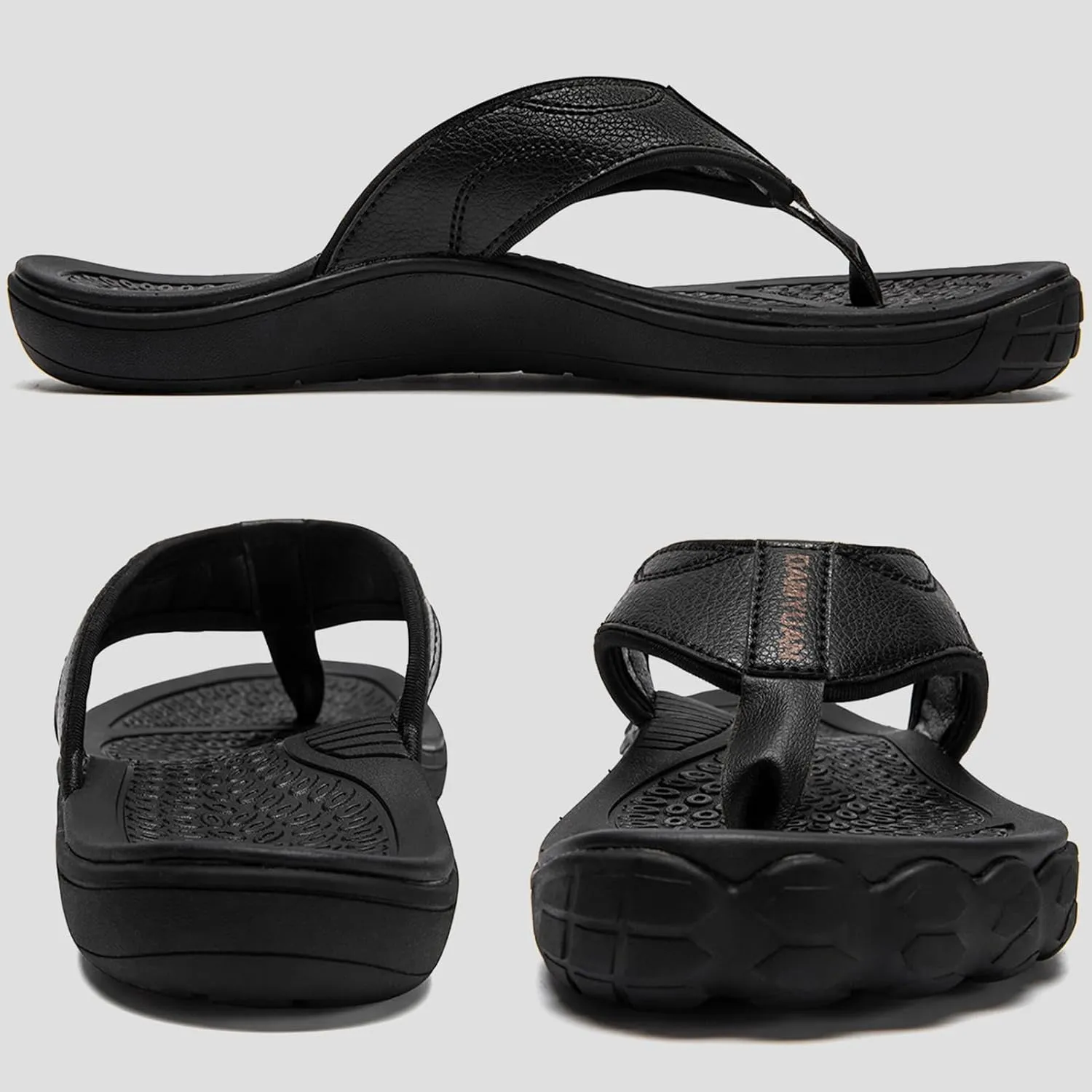 Damyuan Mens Flip Flops Leather Thong Sandals Indoor and Outdoor Beach Slippers Shower Shoes with Arch Support