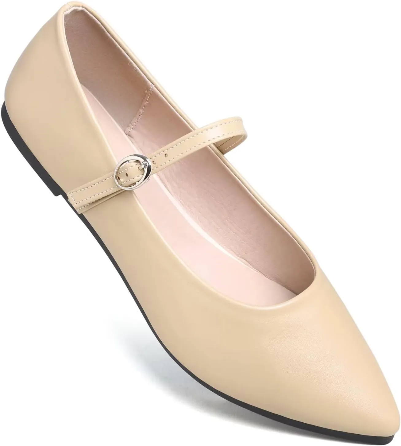 Dear Time Women's Pointed Toe Flats Mary Jane Shoes Adjustable Strap Ballets Vintage Office Work Comfortable Shoes