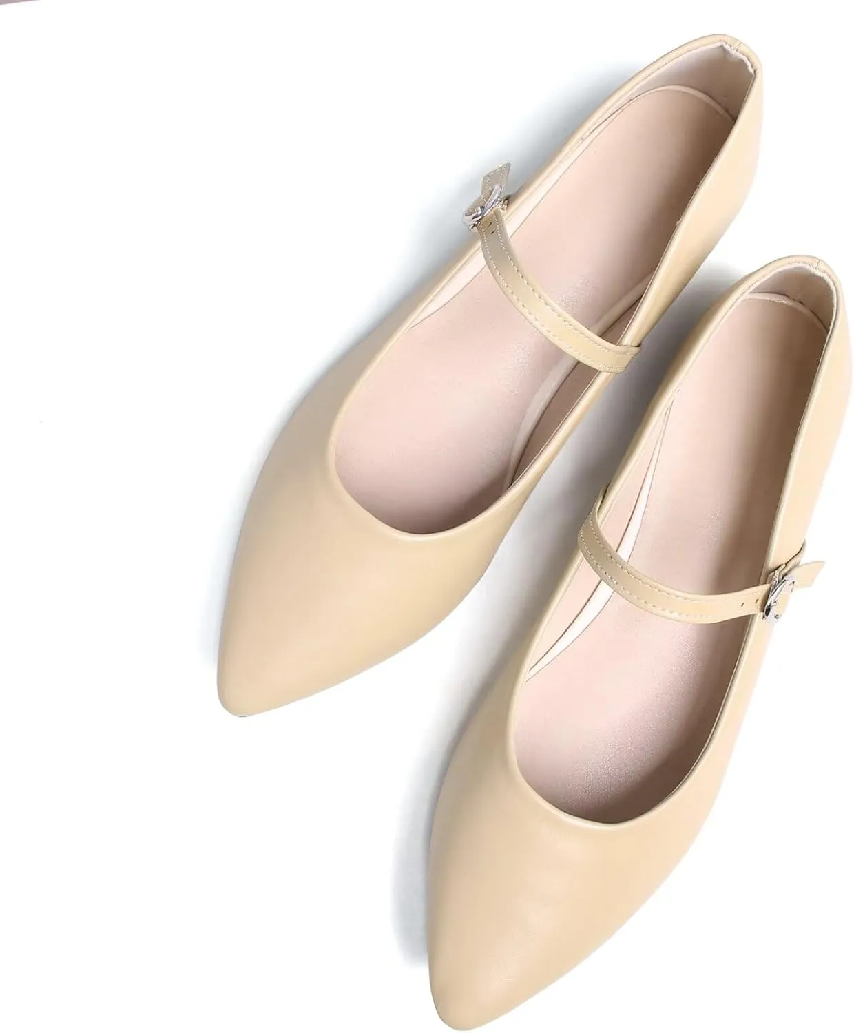 Dear Time Women's Pointed Toe Flats Mary Jane Shoes Adjustable Strap Ballets Vintage Office Work Comfortable Shoes