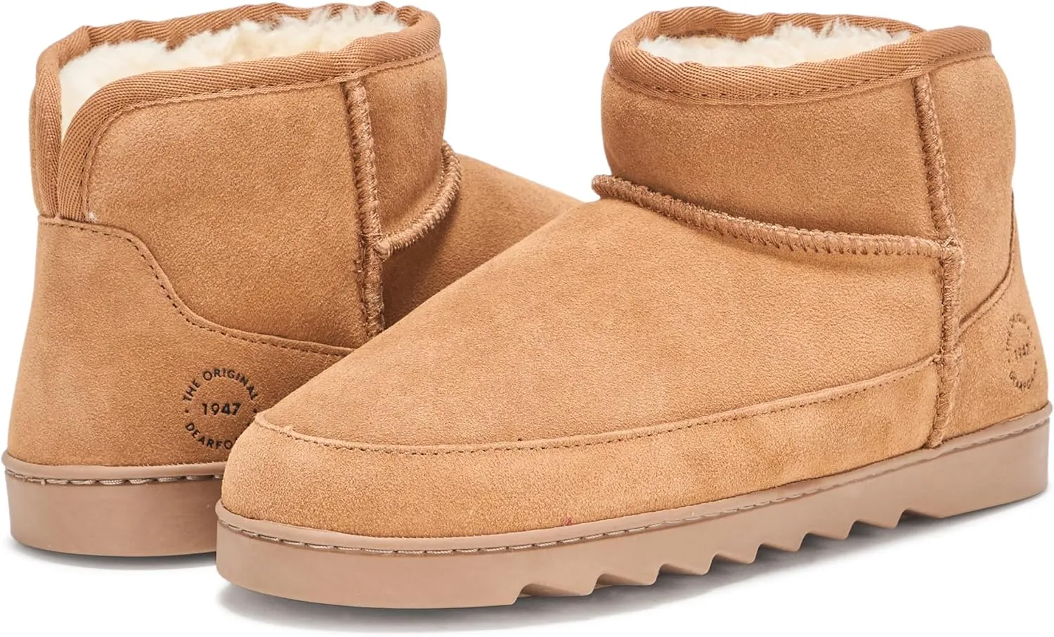 Dearfoams Women's Suede Indoor Outdoor Memory Foam Mini Ankle Gretchen Boots