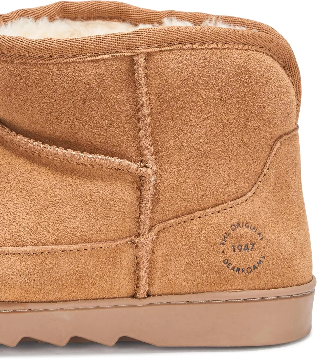 Dearfoams Women's Suede Indoor Outdoor Memory Foam Mini Ankle Gretchen Boots