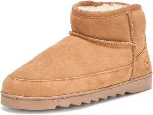 Dearfoams Women's Suede Indoor Outdoor Memory Foam Mini Ankle Gretchen Boots