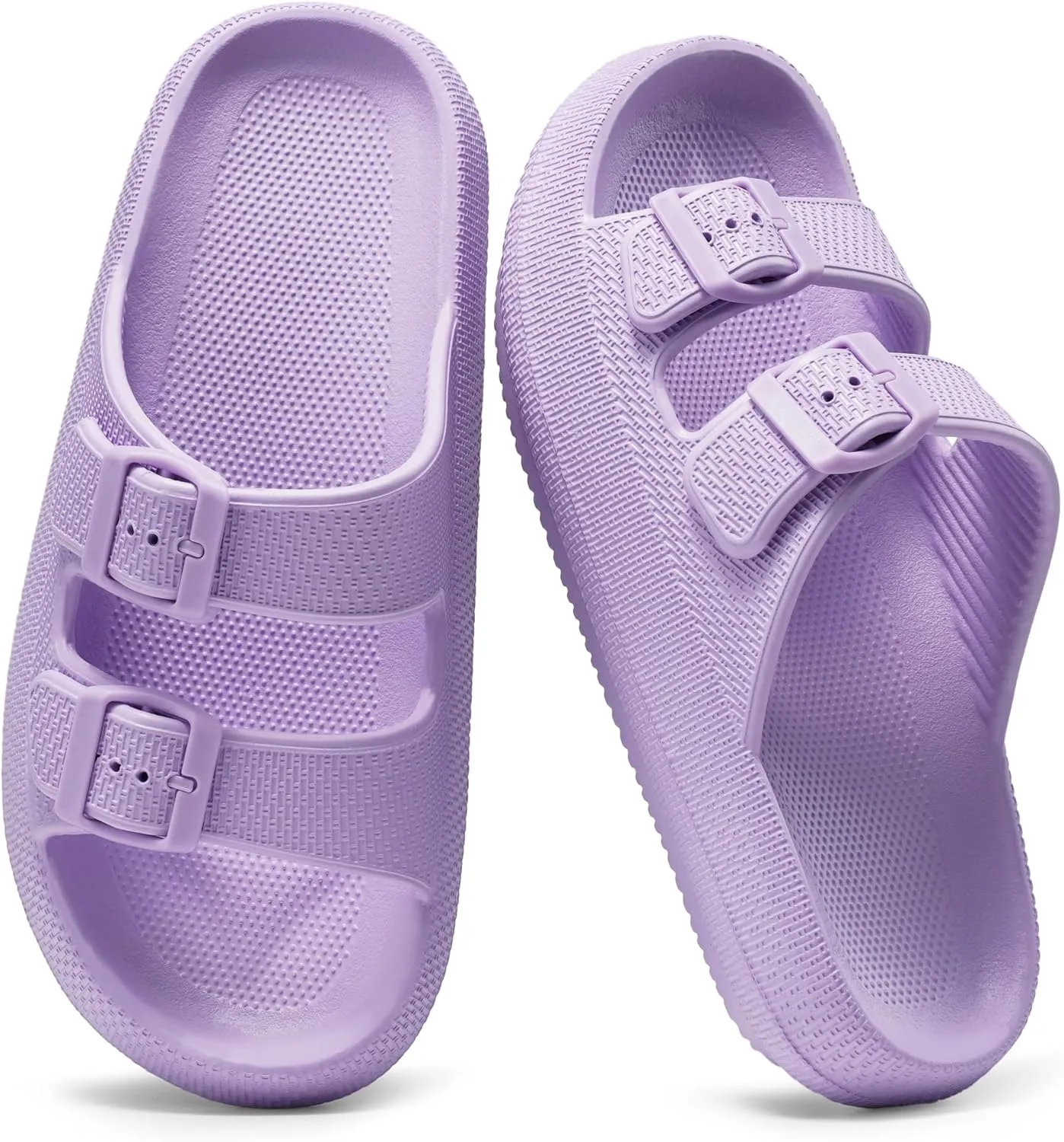 Dodow Womens Slide Sandals Adjustable Soft Cloud Comfort Slip On Flat Sandals