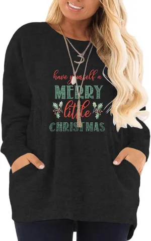 DOLNINE Women's Plus Size Sweatshirts Color Block Long Sleeve Pocket Shirts Tops