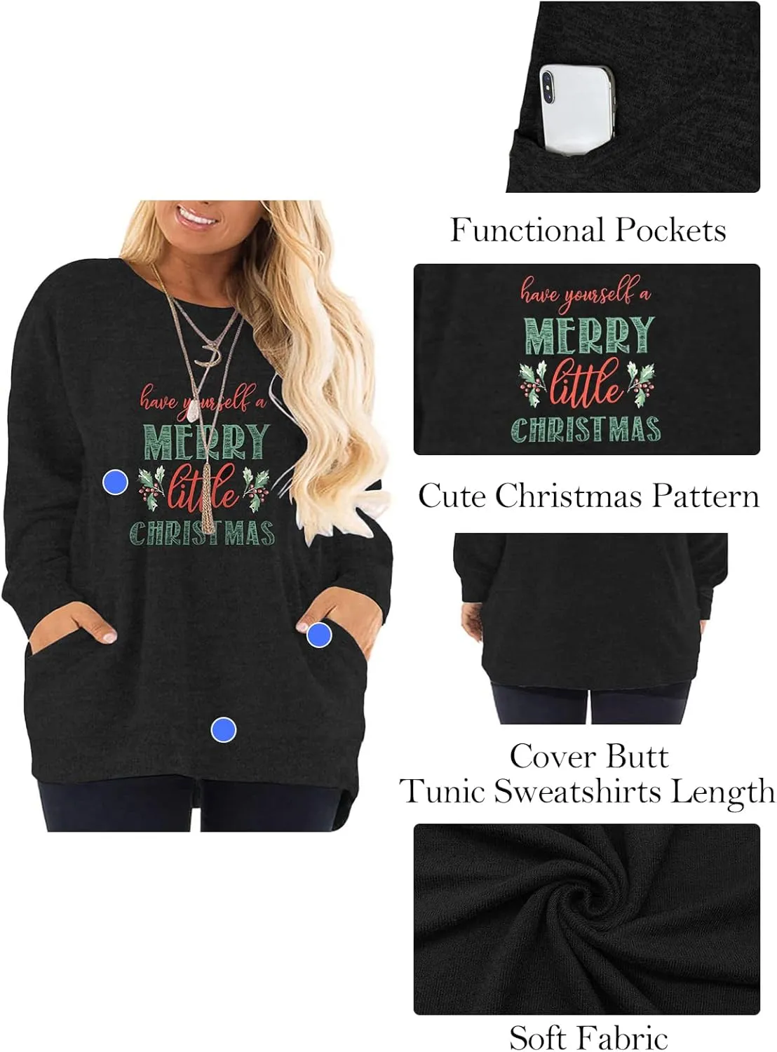 DOLNINE Women's Plus Size Sweatshirts Color Block Long Sleeve Pocket Shirts Tops