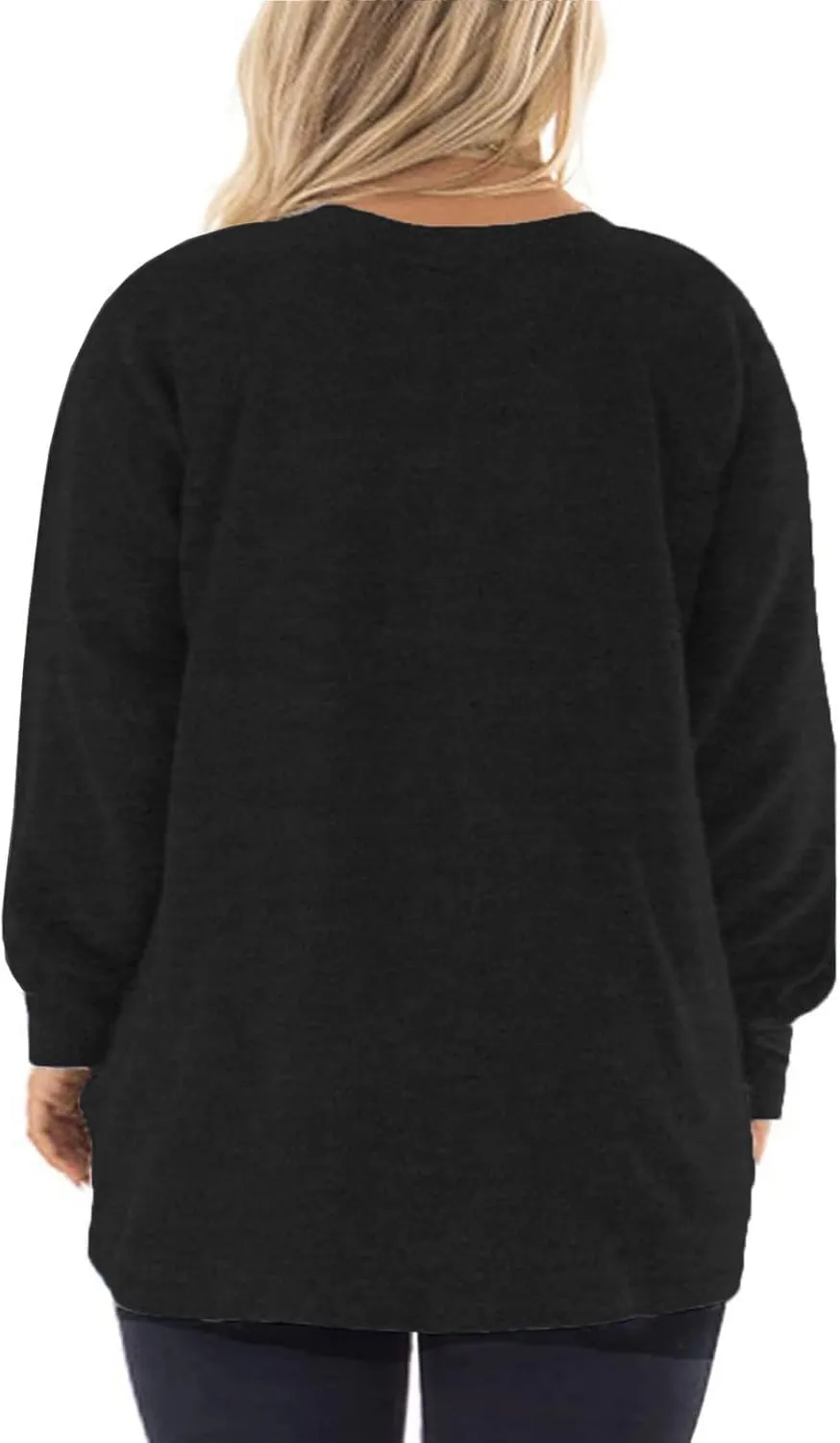DOLNINE Women's Plus Size Sweatshirts Color Block Long Sleeve Pocket Shirts Tops