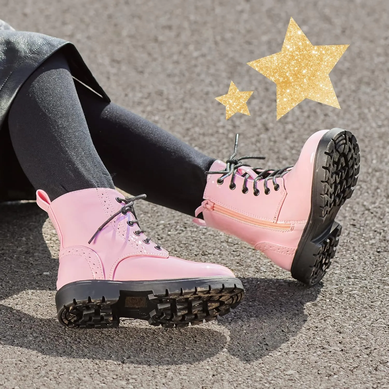 DREAM PAIRS Boys Girls Side Zipper Combat Ankle Boots(Toddler/Little Kid