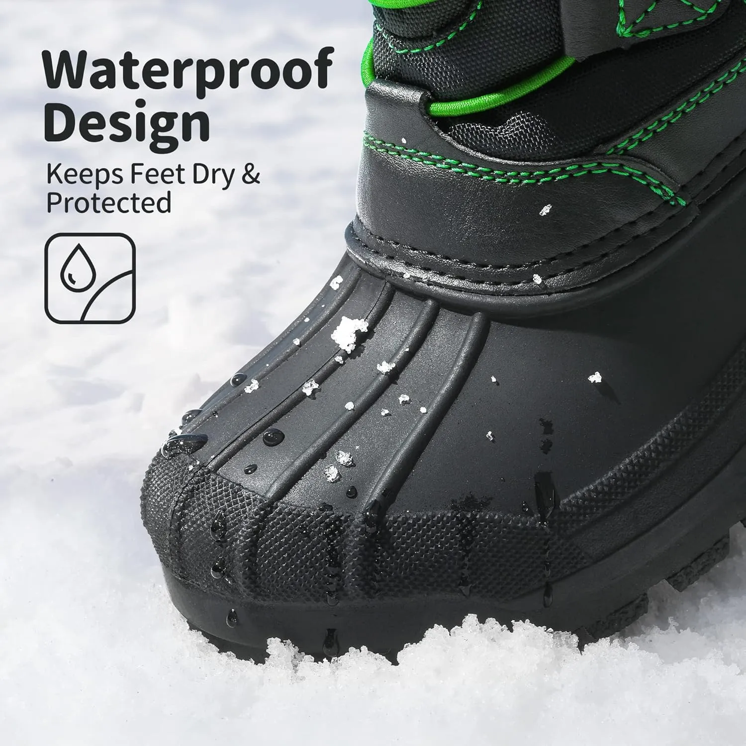 DREAM PAIRS Boys Girls Snow Boots Waterproof Outdoor Warm Cozy Anti-Slip Mid Calf Faux Fur Lining Winter Shoes for Little/Big Kids