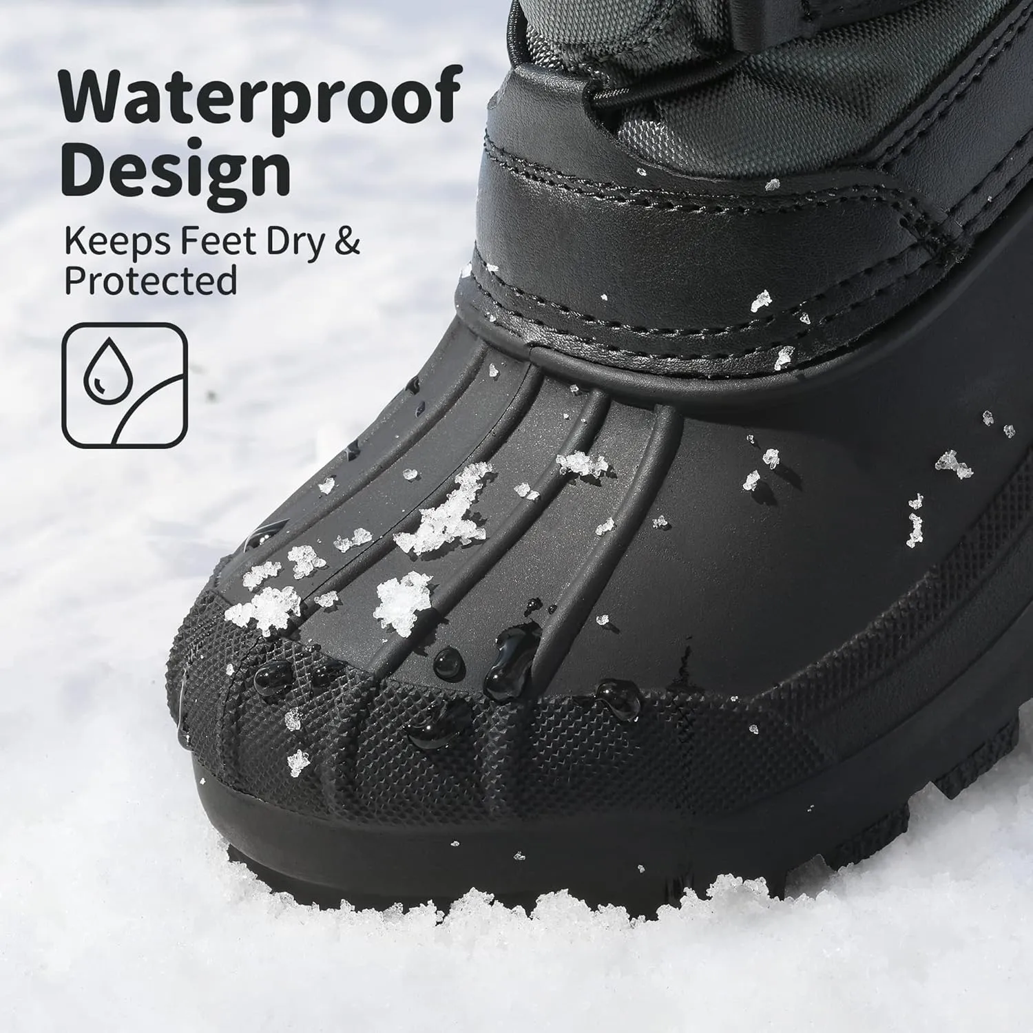 DREAM PAIRS Boys Girls Snow Boots Waterproof Outdoor Warm Cozy Anti-Slip Mid Calf Faux Fur Lining Winter Shoes for Little/Big Kids