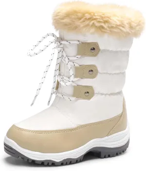 DREAM PAIRS Girls Snow Boots Warm Cozy Anti-Slip Lightweight Mid Calf Faux Fur Lining Winter Shoes for Little/Big Kids