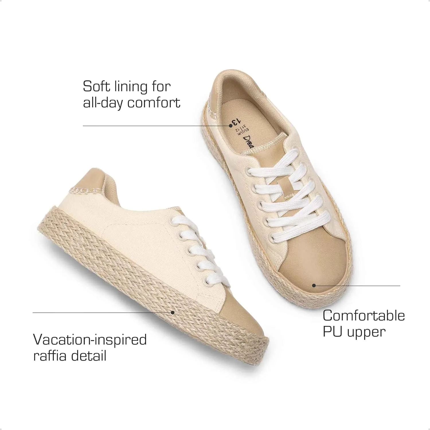 DREAM PAIRS Kid Boys Girls Sneakers Canvas Espadrille Lace Up Walking Casual Shoes