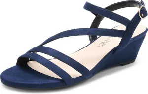 DREAM PAIRS Strappy Wrapped Dressy Wedge Sandals, Comfortable Ankle Strap Open Toe Evening Dress Wedding Dance Summer Shoes