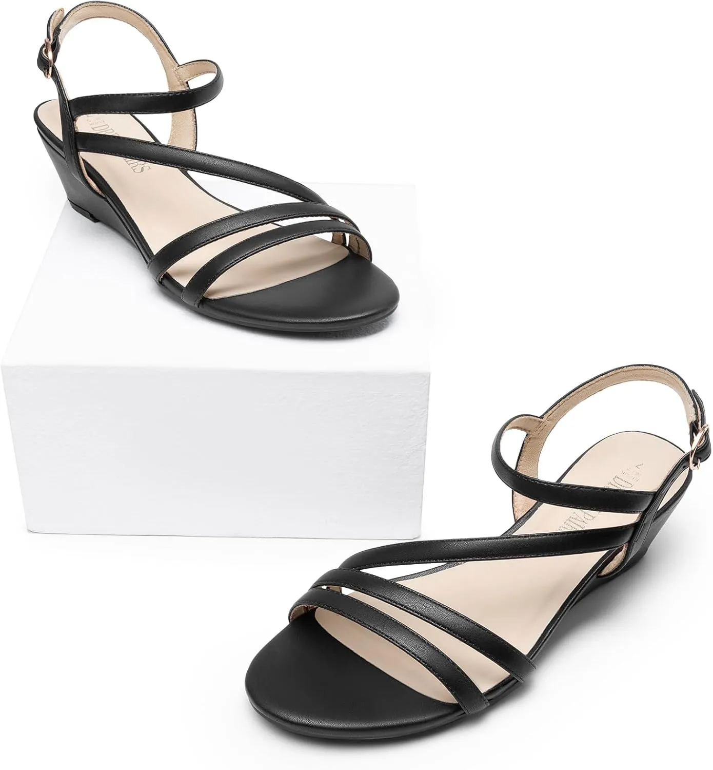 DREAM PAIRS Strappy Wrapped Dressy Wedge Sandals, Comfortable Ankle Strap Open Toe Evening Dress Wedding Dance Summer Shoes