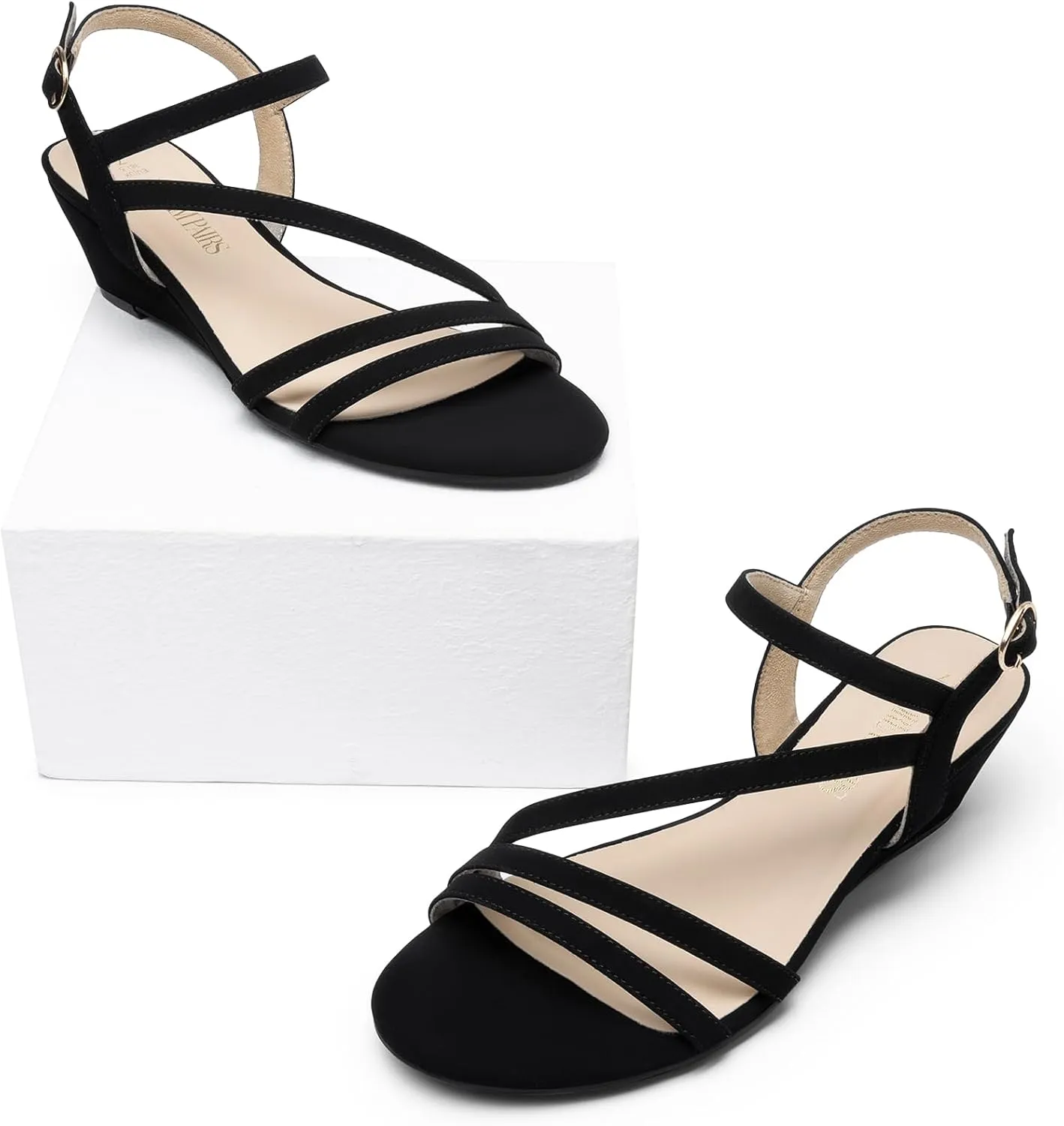 DREAM PAIRS Strappy Wrapped Dressy Wedge Sandals, Comfortable Ankle Strap Open Toe Evening Dress Wedding Dance Summer Shoes