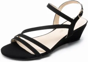DREAM PAIRS Strappy Wrapped Dressy Wedge Sandals, Comfortable Ankle Strap Open Toe Evening Dress Wedding Dance Summer Shoes