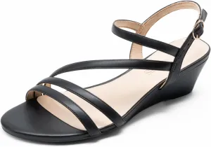 DREAM PAIRS Strappy Wrapped Dressy Wedge Sandals, Comfortable Ankle Strap Open Toe Evening Dress Wedding Dance Summer Shoes
