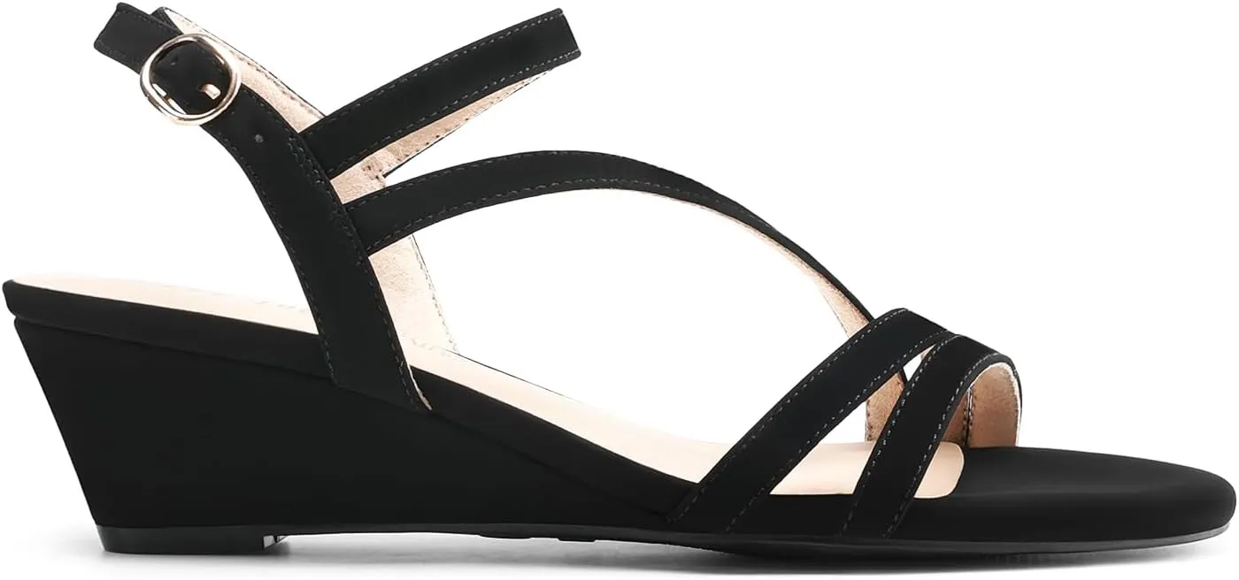 DREAM PAIRS Strappy Wrapped Dressy Wedge Sandals, Comfortable Ankle Strap Open Toe Evening Dress Wedding Dance Summer Shoes