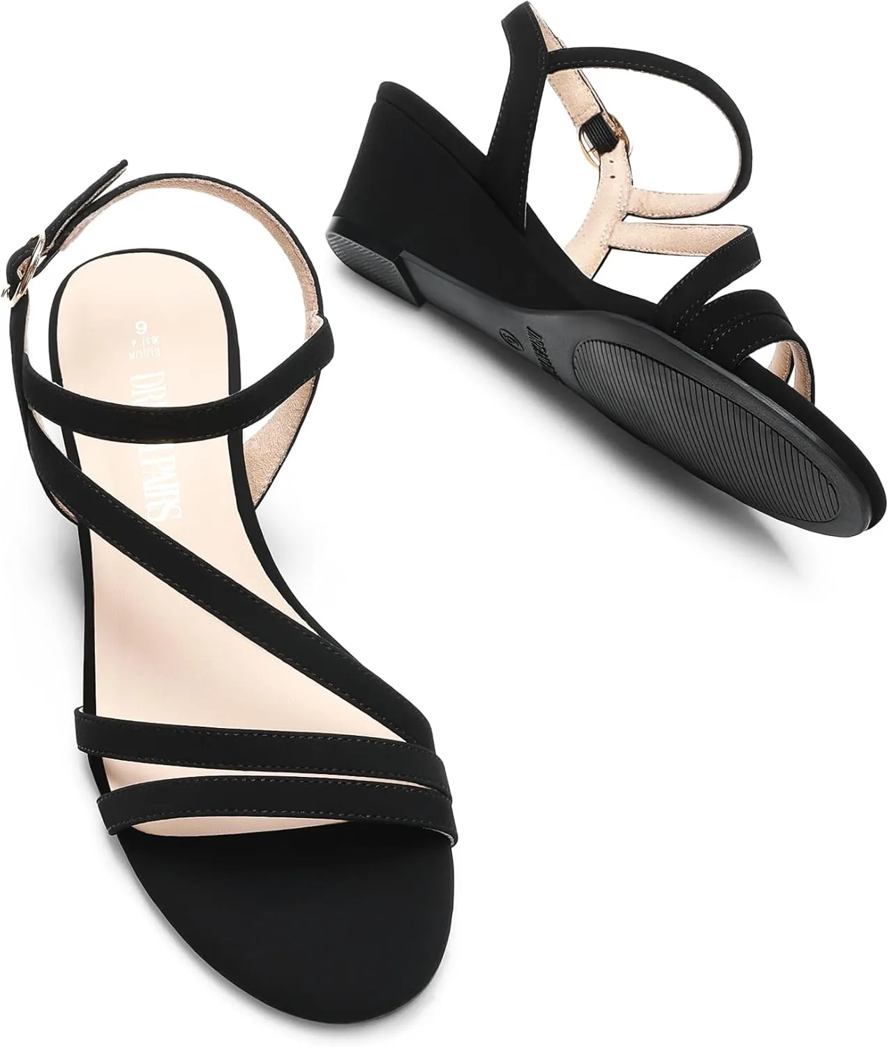 DREAM PAIRS Strappy Wrapped Dressy Wedge Sandals, Comfortable Ankle Strap Open Toe Evening Dress Wedding Dance Summer Shoes