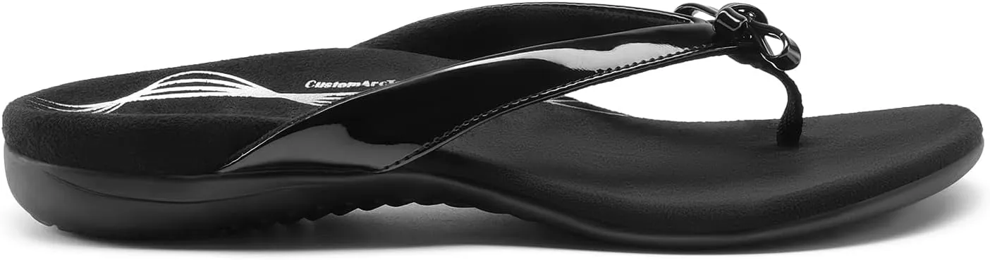 DREAM PAIRS Women's Arch Support Flip Flops Comfortable Dressy Orthopedic Thong Sandals Slides with Bow for Walking Summer Vacation