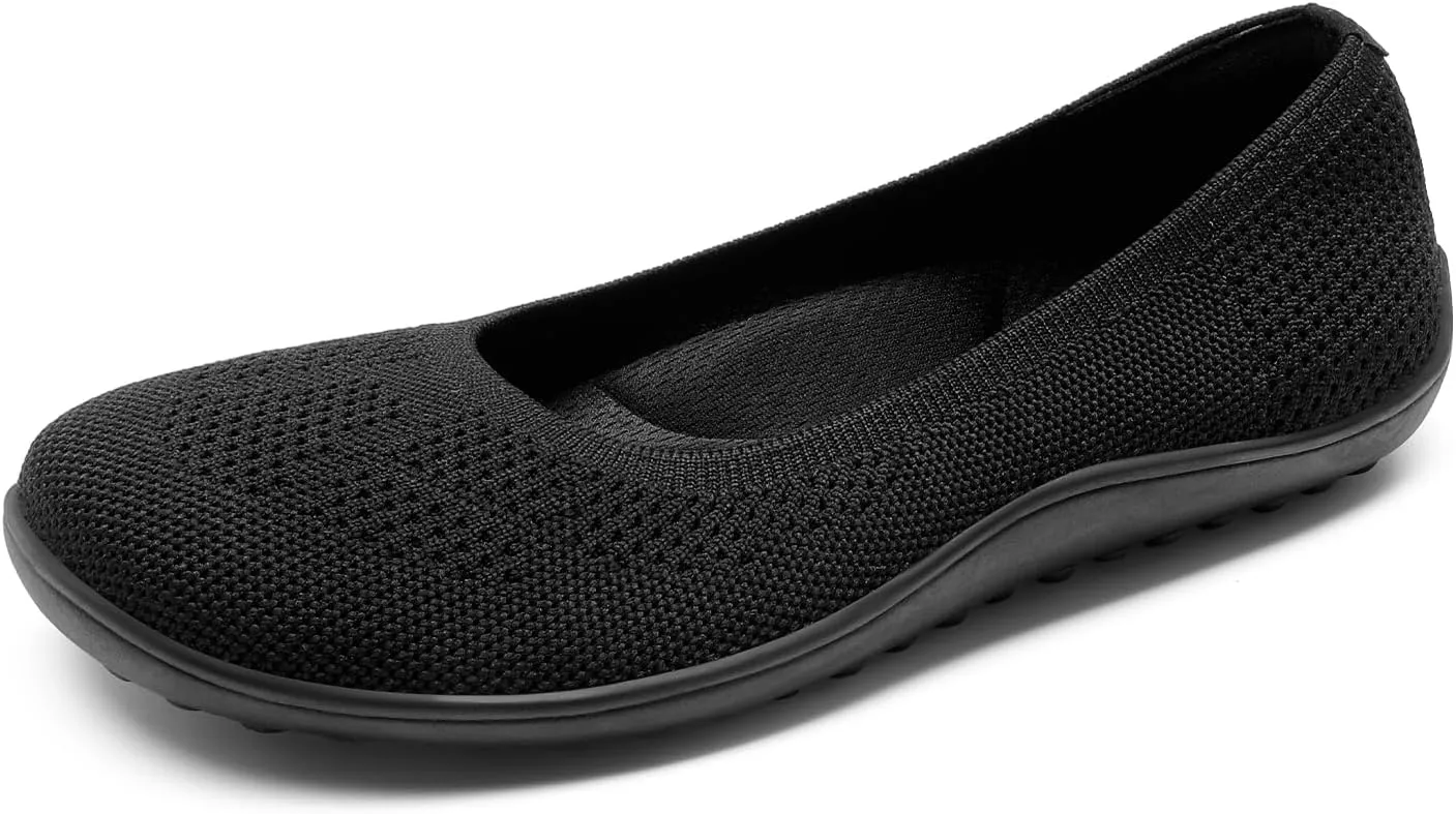 DREAM PAIRS Women's Ballet Flats, Wide Toe Box Knit Flats for Women with Arch Support, Comfortable Slip On Dressy Travel Work Business Office Shoes for Women
