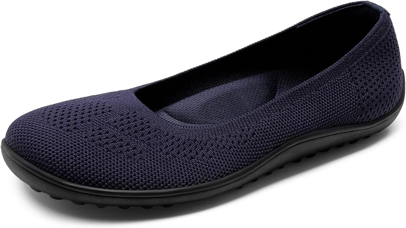 DREAM PAIRS Women's Ballet Flats, Wide Toe Box Knit Flats for Women with Arch Support, Comfortable Slip On Dressy Travel Work Business Office Shoes for Women