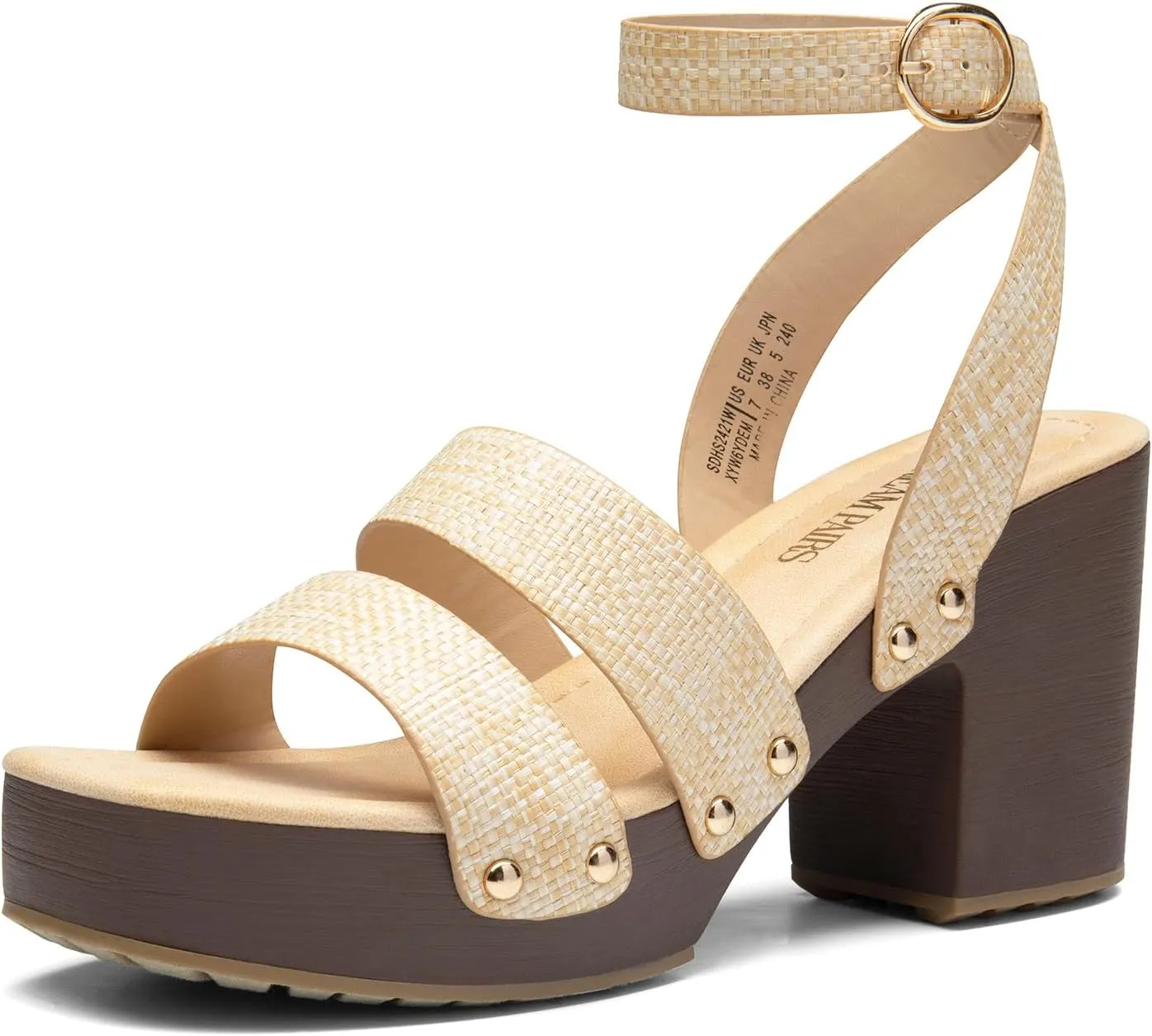 DREAM PAIRS Women's Chunky Platform Ankle Multi Strappy Heels Round Open Toe Summer Sandals