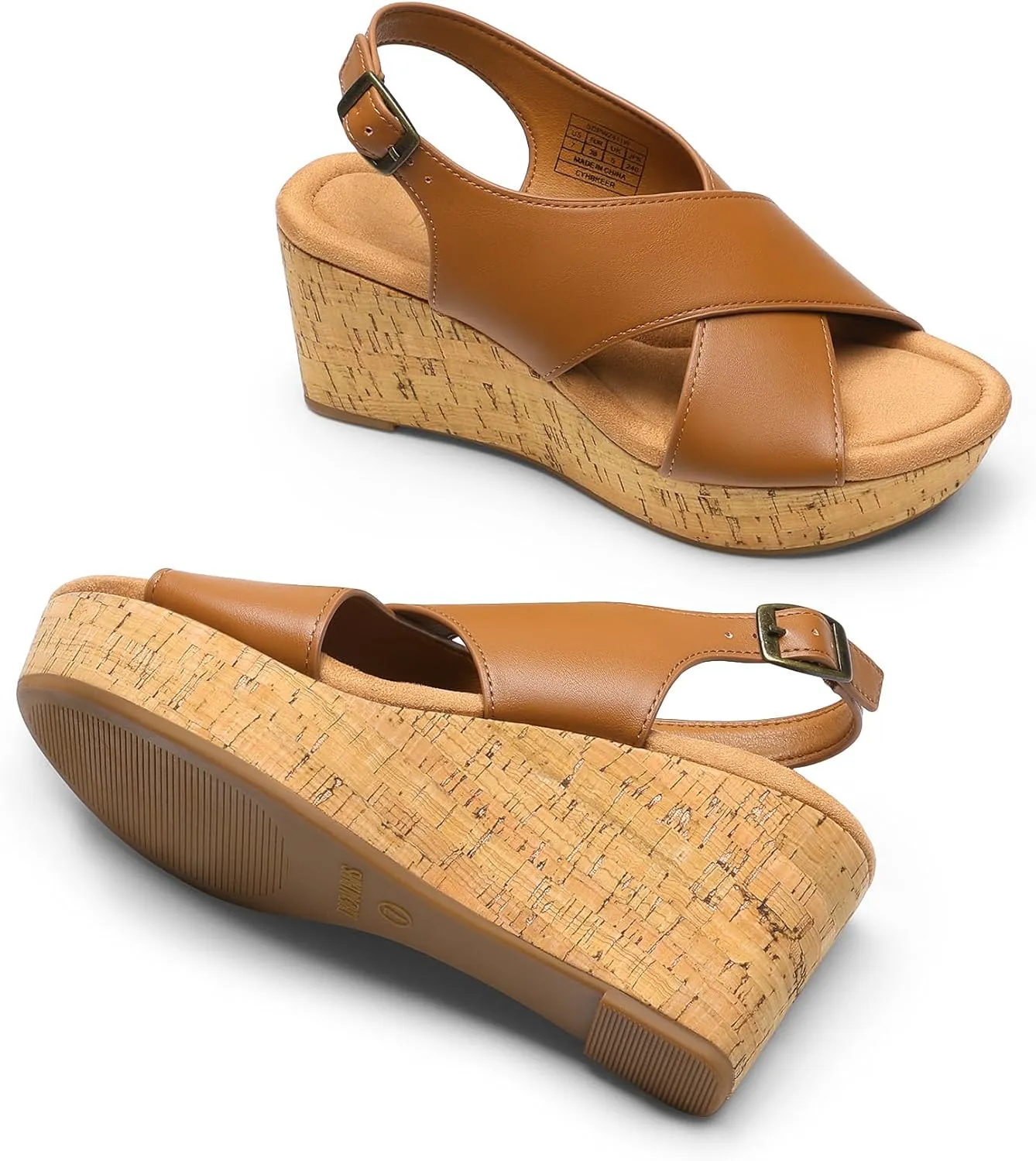 DREAM PAIRS Women's Comfortable Ankle Strap Platform Wedge Sandals for Women Casual Dressy Summer