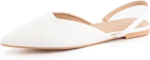 DREAMCIA Slingback Flats for Women, Pointed-Toe Ballet Flats with Buckle Strap for Elegant Women，Classic Low Heel Dress Shoes for Casual Work Office Party