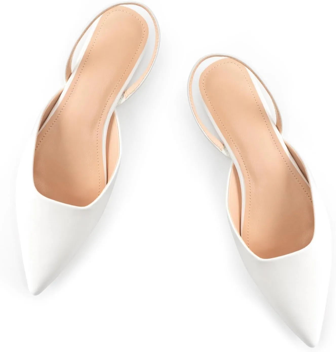DREAMCIA Slingback Flats for Women, Pointed-Toe Ballet Flats with Buckle Strap for Elegant Women，Classic Low Heel Dress Shoes for Casual Work Office Party