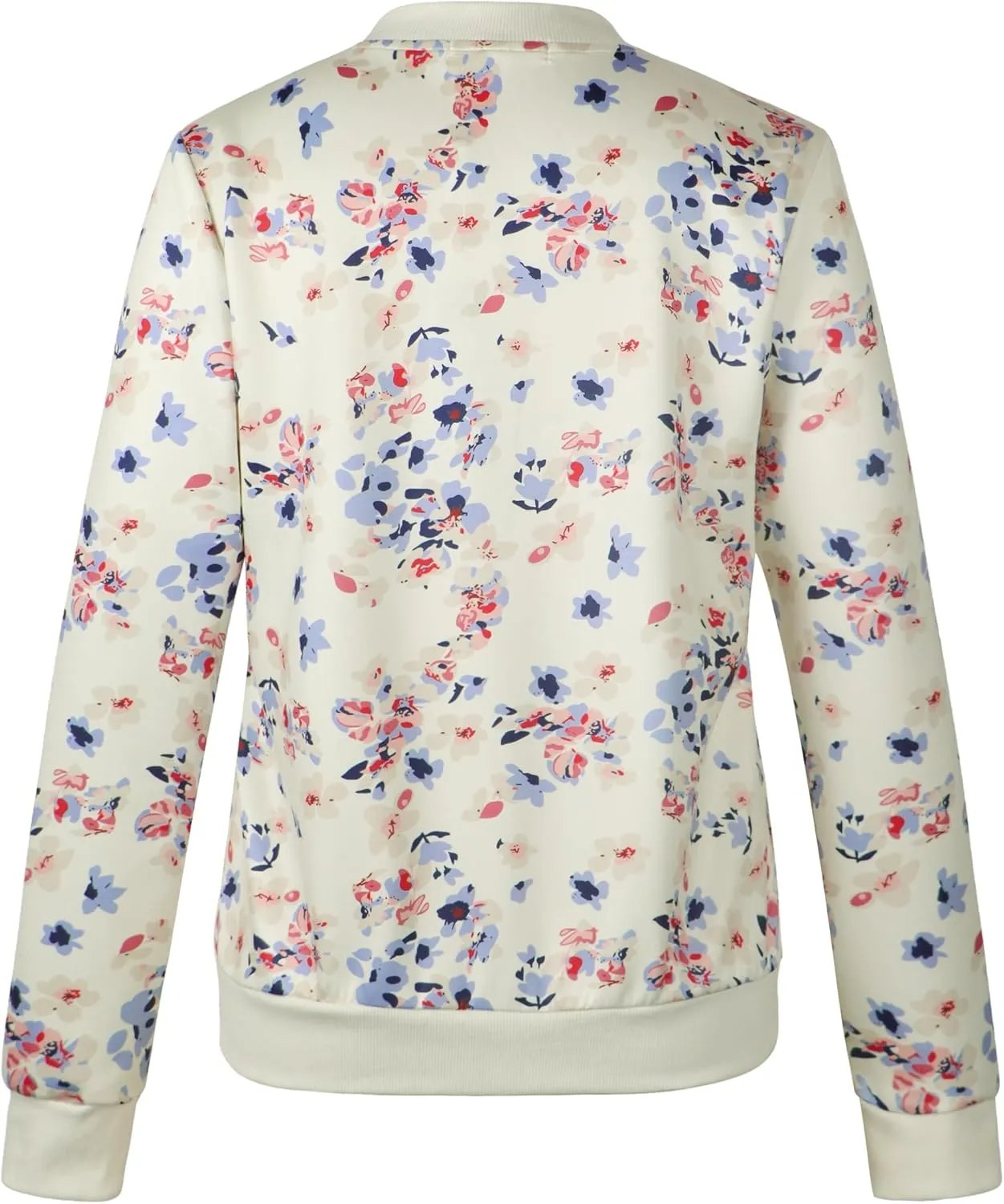 ECOWISH Women's Casual Floral Zip Up Bomber Jacket Coat Lightweight Short Camo No Lining Outwear Tops Windbreaker with Pocket
