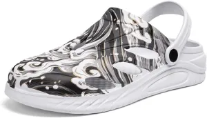 Eliogn Men's Fashion Breathable Muller Shoes Soft and Comfortable Garden Clogs Ethnic Wind Ride The Wind and Break The Wave Summer Shoes Water Sandals