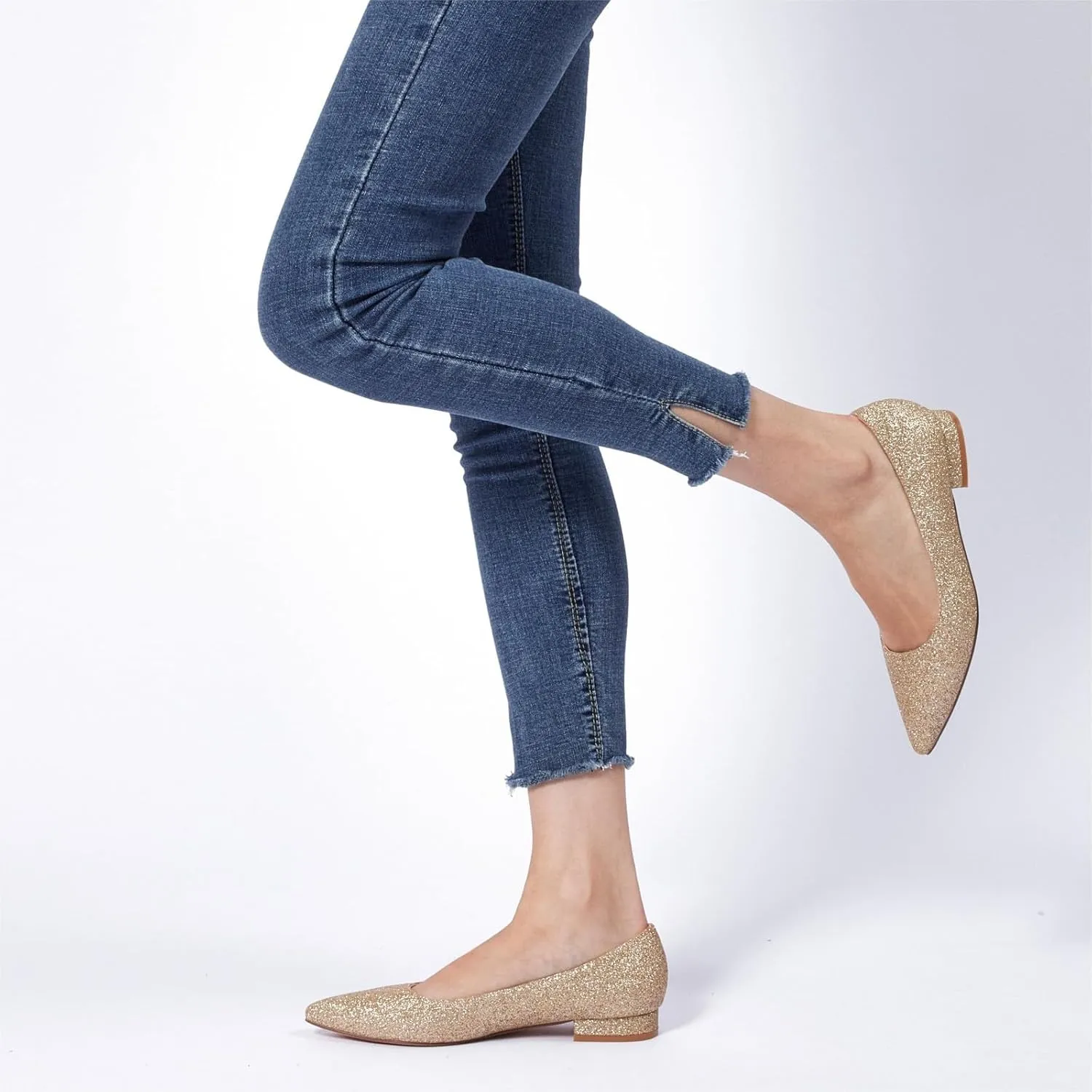 Elisabet Tang Women's Flats Shoes Pointed Toe Casual Chunky Flats Slip on Comfortable Dress Flats Shoes for Lady