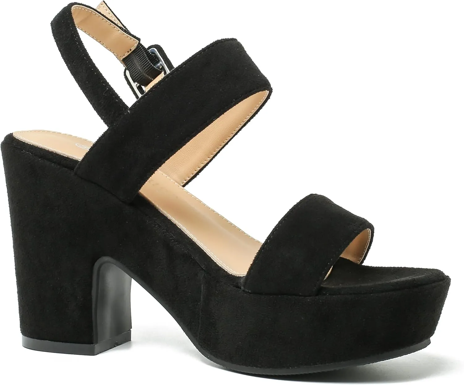 Enelauge Women's Platform Heels Sandals Block Chunky High Heeled Suede Wedges Sandal Open toe Ankle Strap Wedding Party Dress Pumps