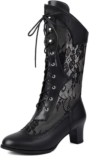 ErikenUrben Women Vintage Victorian Boots Lace Brides Wedding Boots Zip