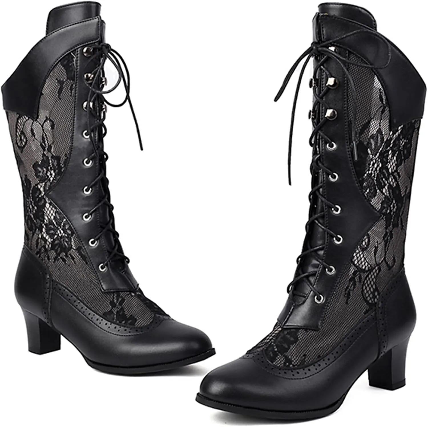 ErikenUrben Women Vintage Victorian Boots Lace Brides Wedding Boots Zip