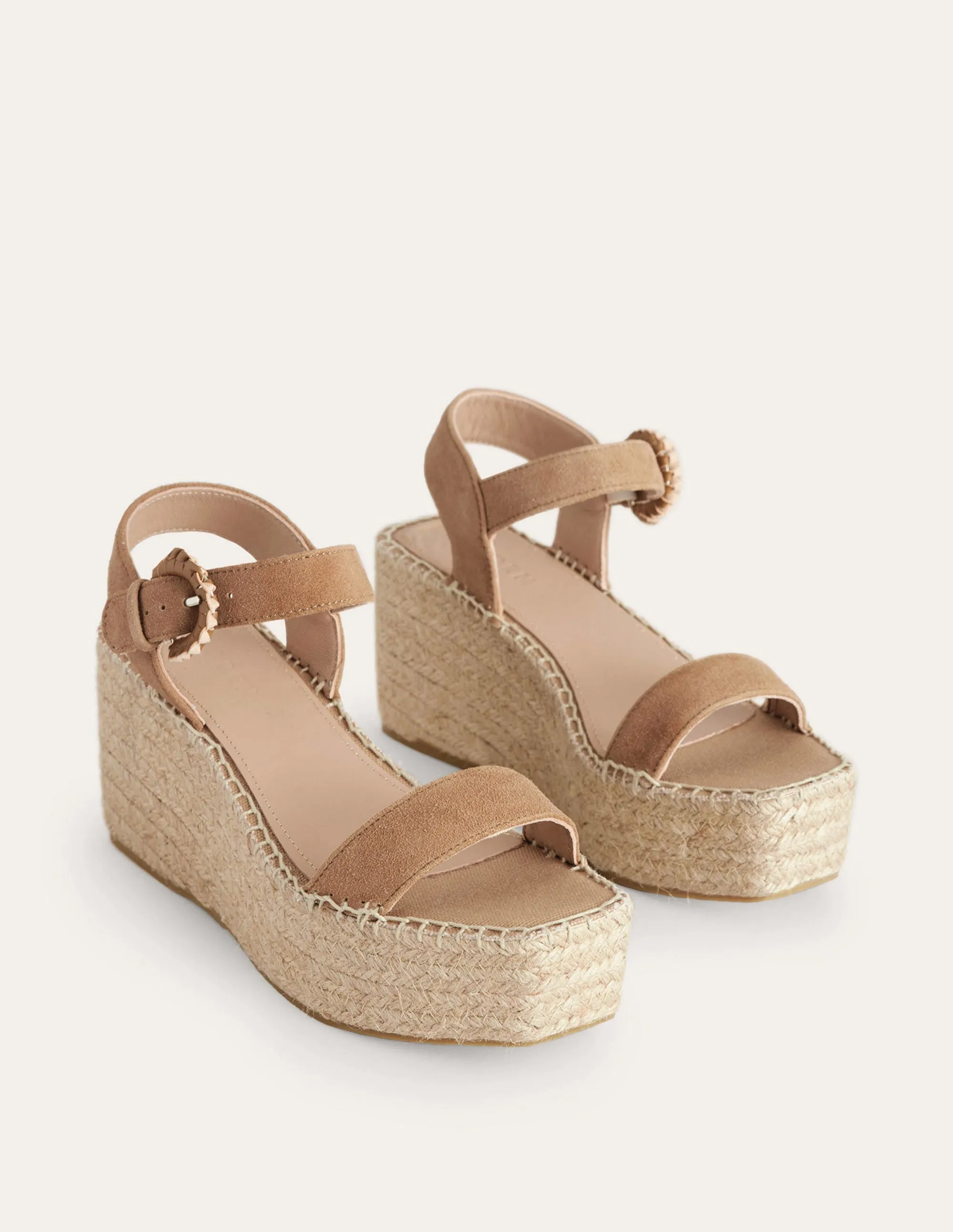 Espadrilles mit Keilabsatz-Eichelbraun, Veloursleder
