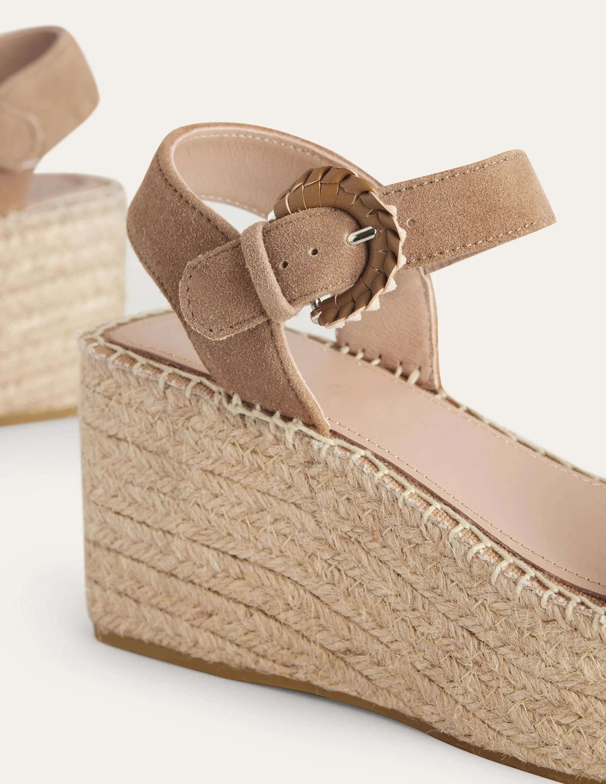 Espadrilles mit Keilabsatz-Eichelbraun, Veloursleder