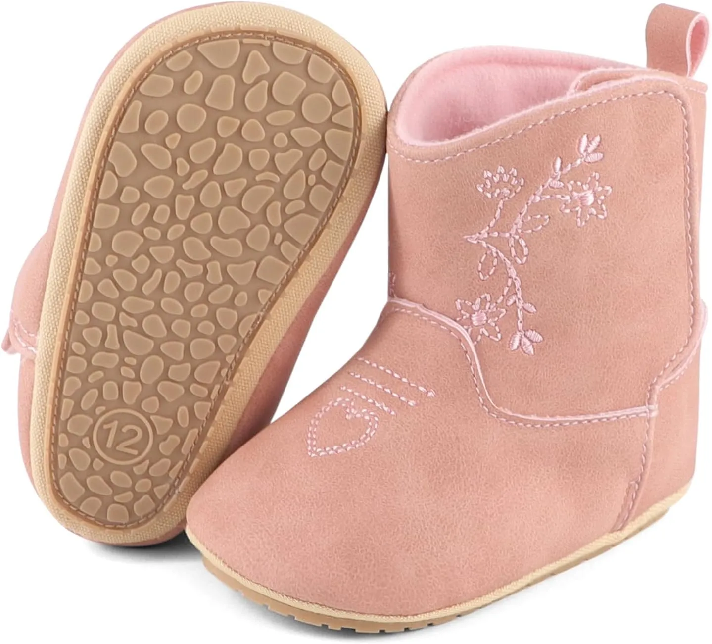 ESTAMICO Baby Girls Embroidery Western Boots