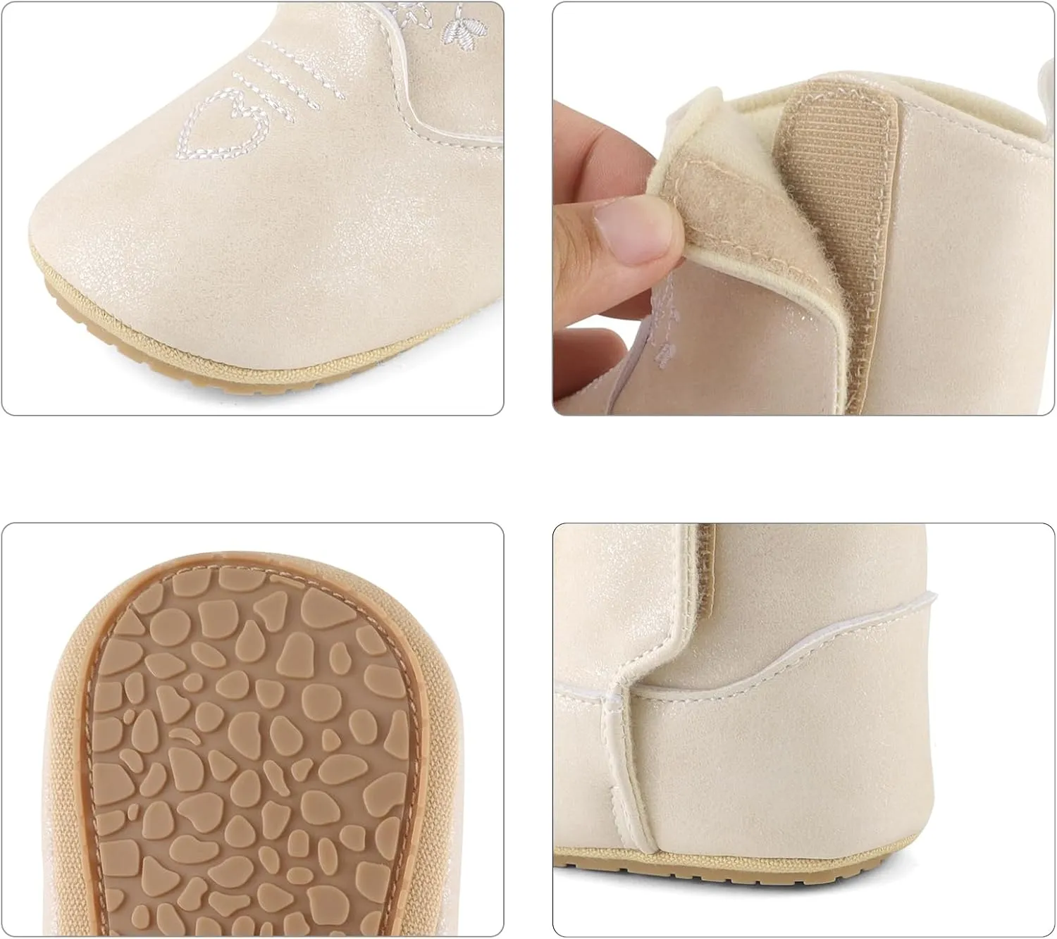 ESTAMICO Baby Girls Embroidery Western Boots