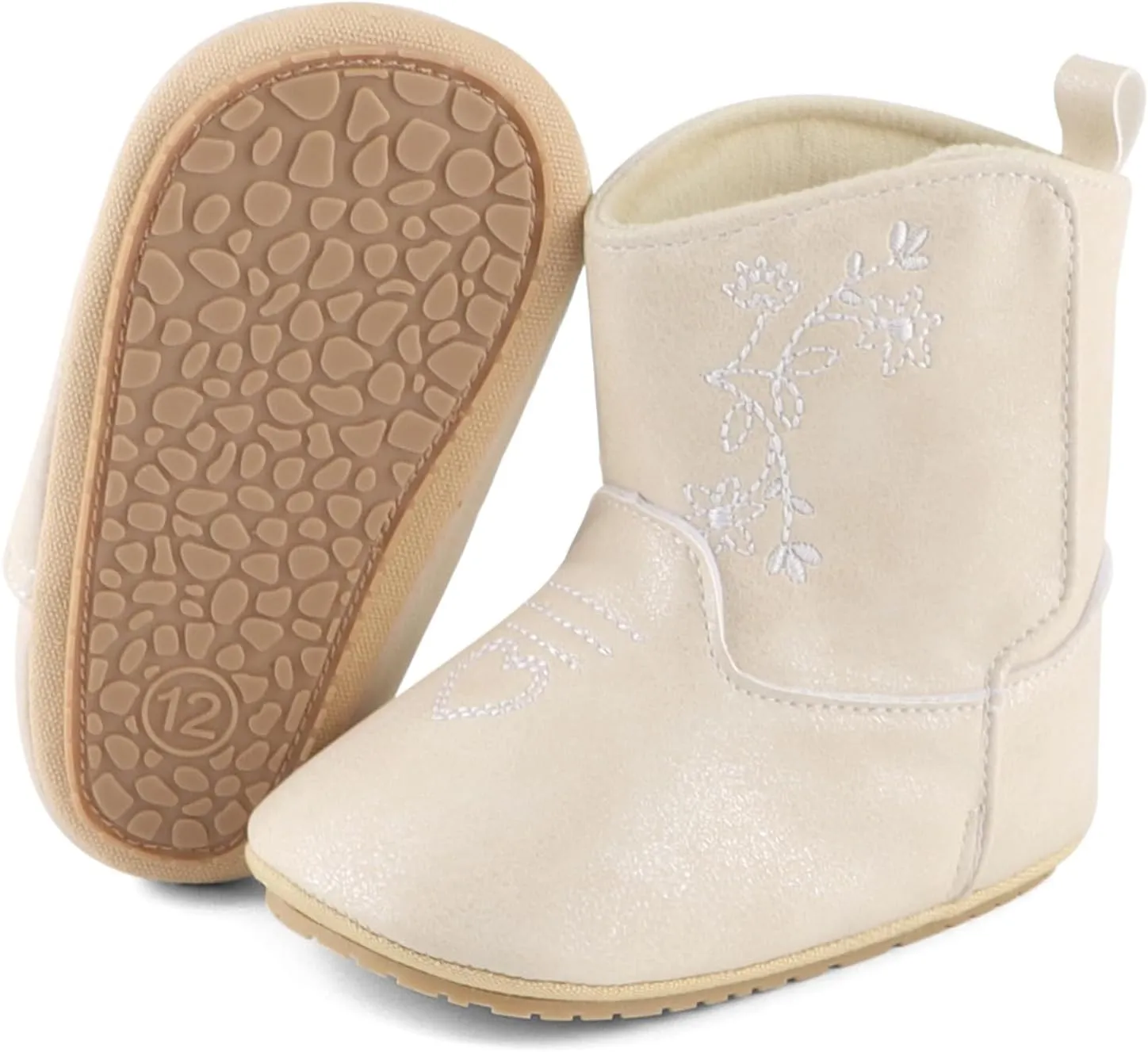 ESTAMICO Baby Girls Embroidery Western Boots