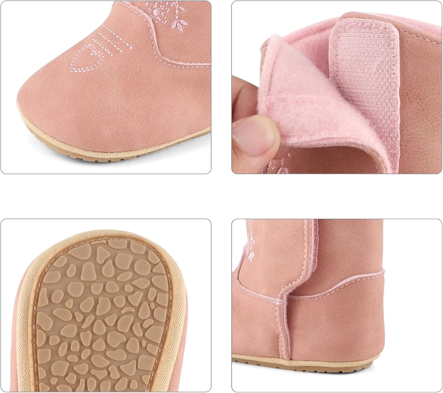 ESTAMICO Baby Girls Embroidery Western Boots