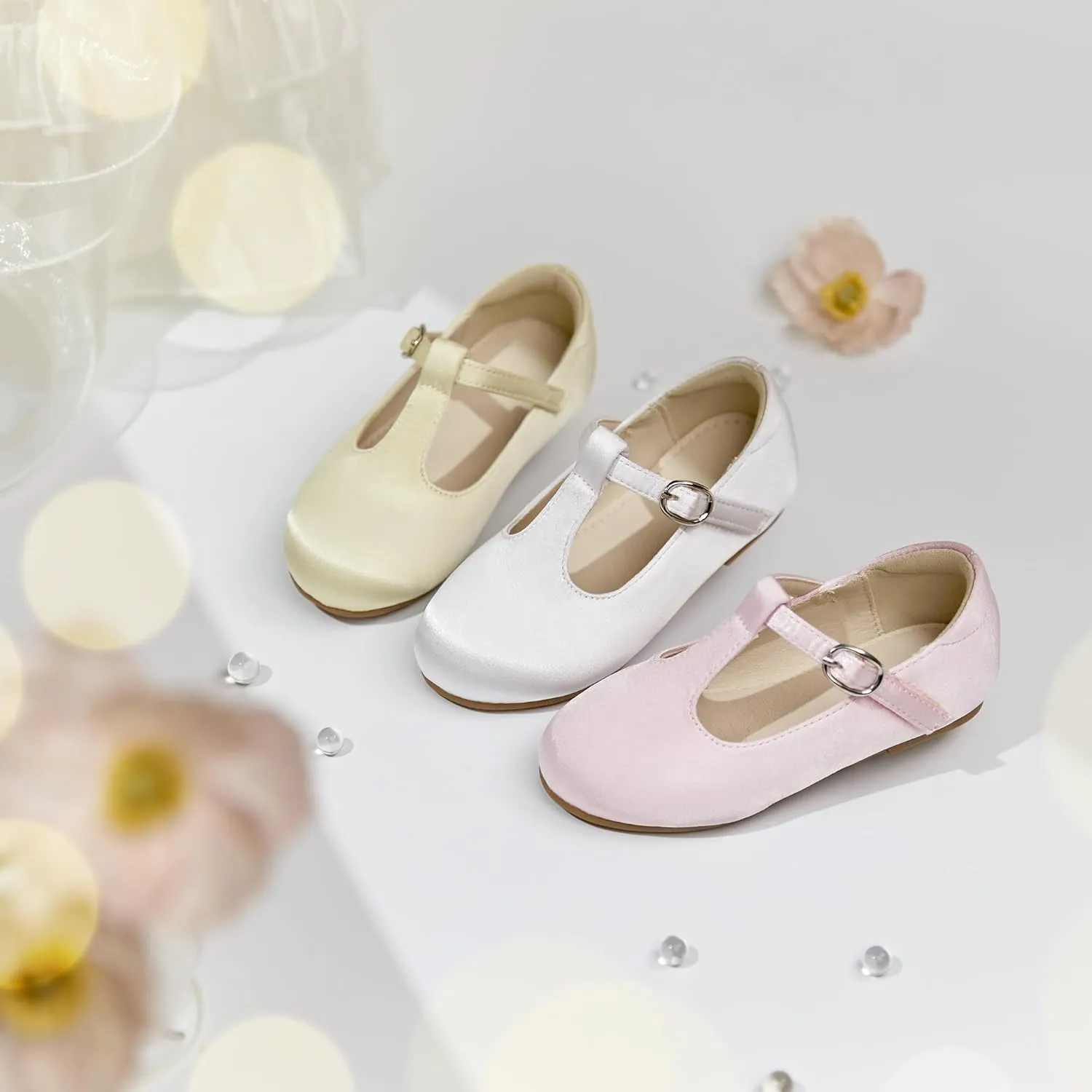 ESTINE Mary Jane Flats for Toddler Girls Little Kids Glittery Dress Princess Wedding Ballet Shoes