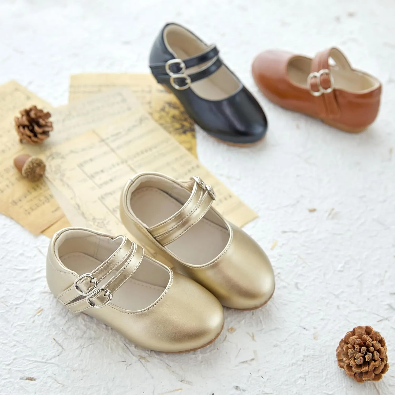 ESTINE Toddler/Little Kid Girls Dress Mary Jane Flats Flowers Fashion Princess Ballet Shoes